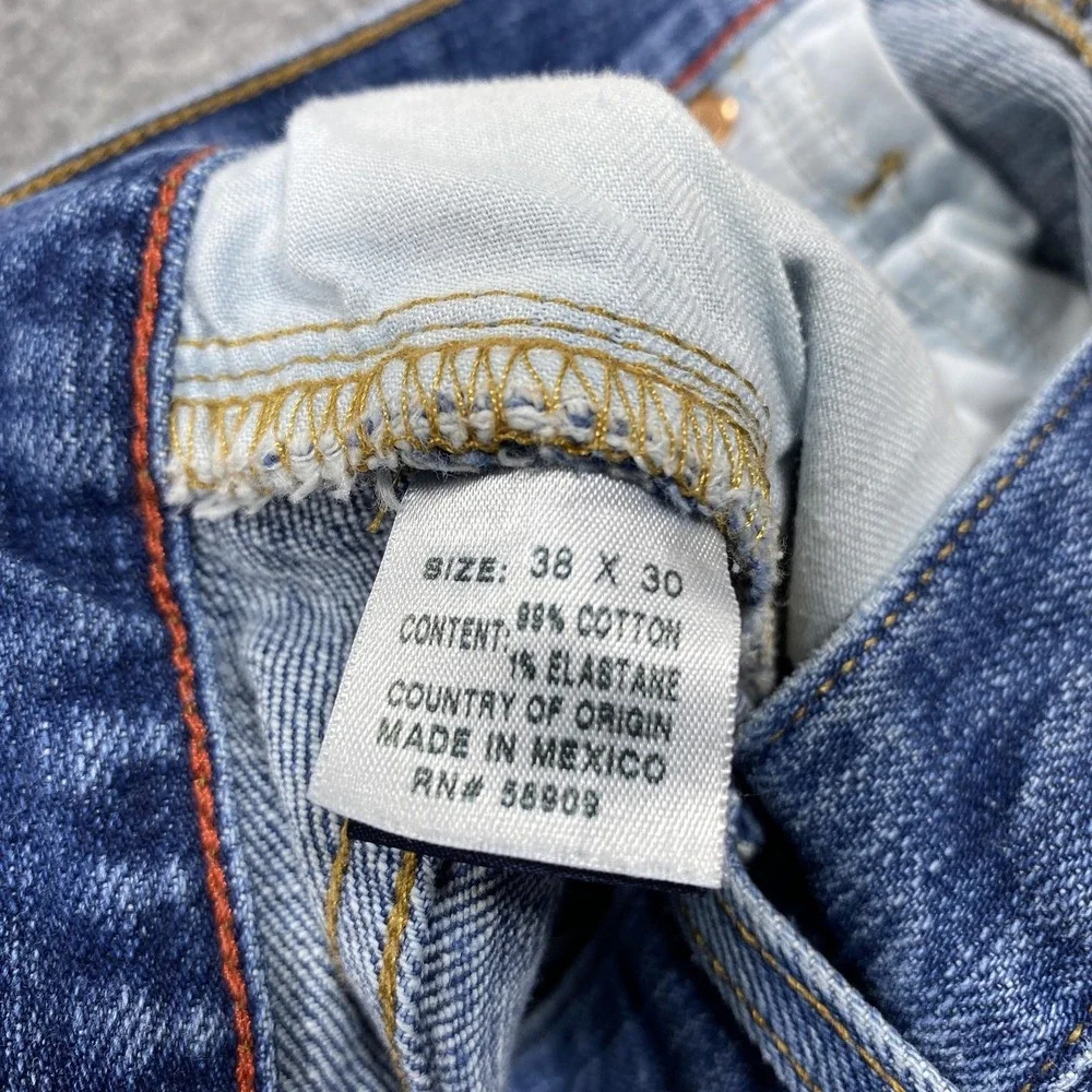 LEMIEUX Jeans Mens 38x27 Blue Relaxed Straight Light Wash Denim Stretch